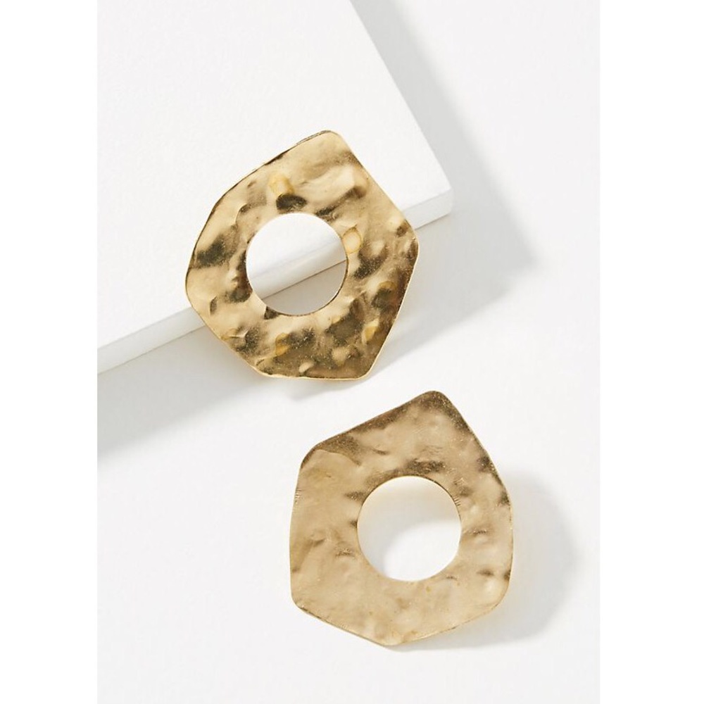 NEW Anthropologie Hammered Washer Post Earrings - Picture 1 of 6
